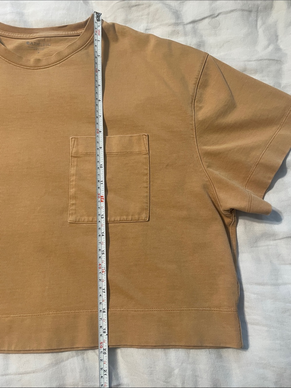 Athleta Short-Sleeve Oversized Boxy Crew Neck Pocket T Shirt in Camel/Tan Sz S - Picture 9 of 9